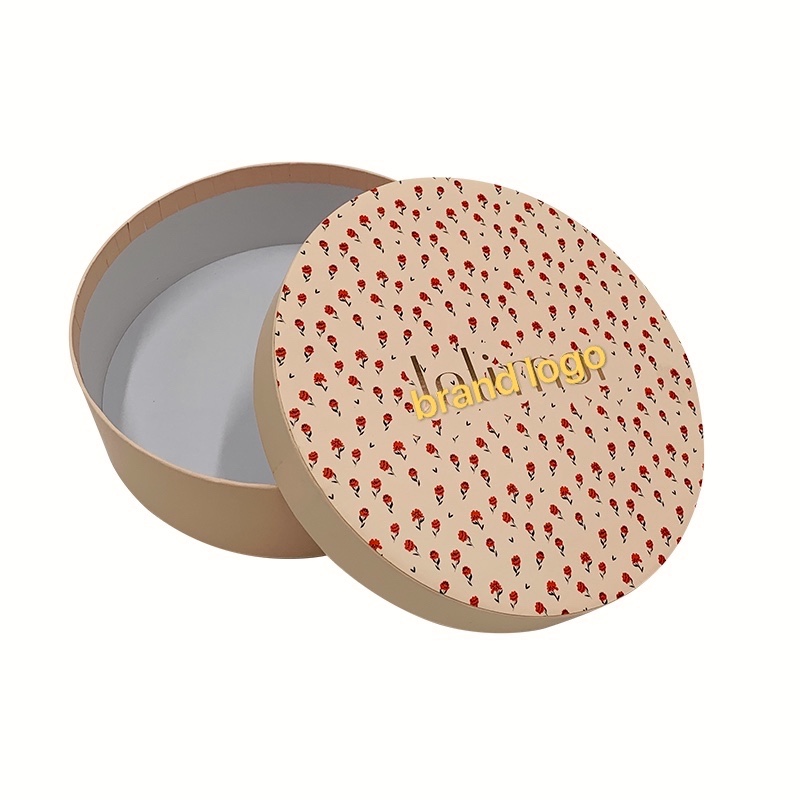 Pink Foil Logo Round Storage Box Cardboard Box Round Gift Case